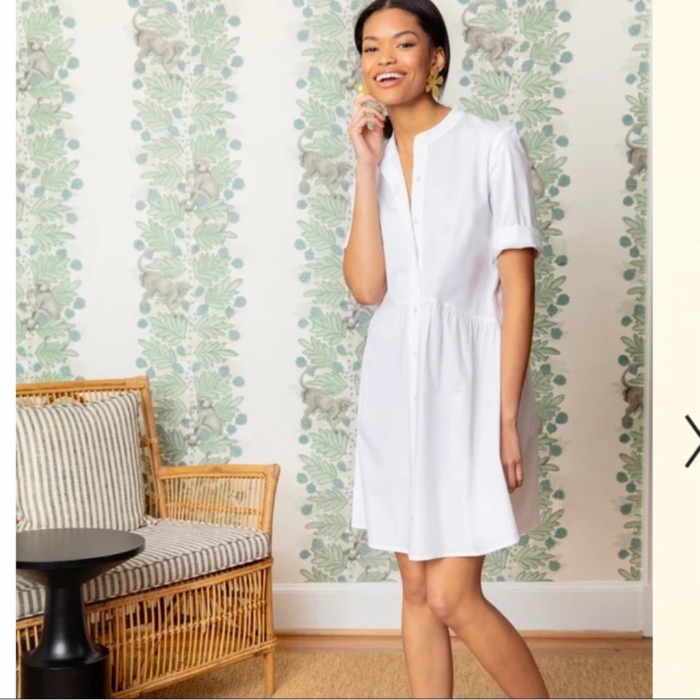 Tuckernuck White Short-Sleeve Mini Shirt Dress